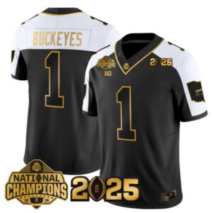 Men’s Ohio State Buckeyes ‘Heritage Stripe’ National Champions Patch Gold Vapor Limited Jersey – All Stitched