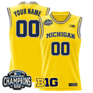 Michigan Wolverines 2025 Big Ten Conference Tournament Champions Basketball Custom Jersey – All Stitched