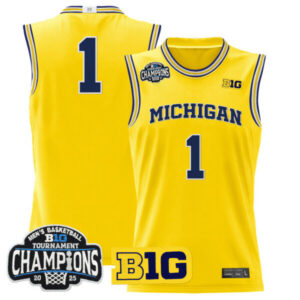 Men’s Michigan Wolverines 2025 Big Ten Conference Tournament Champions Basketball Jersey – All Stitched