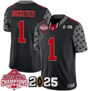 Men’s Ohio State Buckeyes National Champions Patch Vapor Limited Jersey – All Stitched