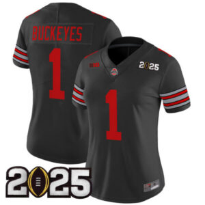 Women’s Ohio State Buckeyes ‘Heritage Stripe’ 2025 CFP Final Patch Vapor Limited Jersey – All Stitched