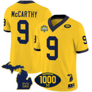 McCarthy #9 Michigan Wolverines 1000 Wins Patch Vapor Jersey – All Stitched
