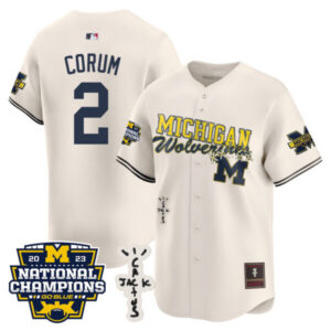 Men’s Michigan Wolverines Cactus Jack Champions Baseball Jersey – All Stitched