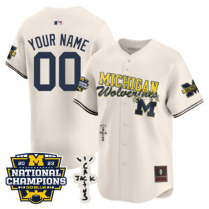 Michigan Wolverines Cactus Jack Champions Baseball Custom Jersey – All Stitched