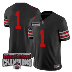 Men’s Ohio State Buckeyes ‘Heritage Stripe’ 2025 Playoff Rose Bowl Champions Patch Vapor Limited Jersey – All Stitched