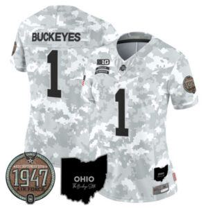 Women’s Buckeyes 2024 Salute to Service Establishment Year Patch Vapor Limited Jersey – All Stitched