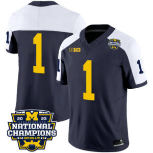 Men’s Michigan Wolverines 2023 National Champions Patch Vapor Jersey V4 – All Stitched