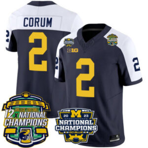Men’s Michigan Wolverines 12x National Champions Patch Vapor Jersey – All Stitched