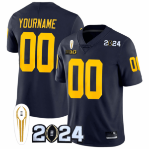 Michigan Wolverines 2024 CFP National Champions Trophy Patch Vapor Custom Jersey – All Stitched