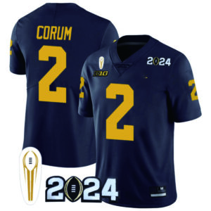 Men’s Michigan Wolverines 2024 CFP National Champions Trophy Patch Vapor Jersey – All Stitched