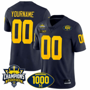 Michigan Wolverines 1000 Wins & BIG10 Champions Patch Special Custom Jersey – All Stitched