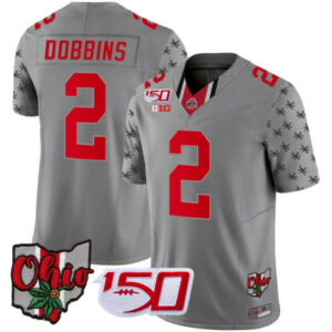 J.K. Dobbins Ohio State Buckeyes 2024 150 & Home Patch Jersey – All Stitched