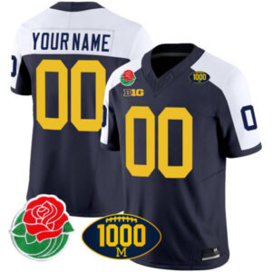 Michigan Wolverines Rose Bowl & 1000 Wins Patch Vapor Custom Jersey – All Stitched