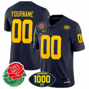 Michigan Wolverines 1000 Wins & Rose Bowl Patch Special Custom Jersey – All Stitched