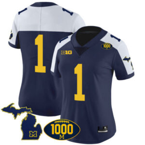 Women’s Michigan Wolverines 1000 Wins Patch Vapor Jersey V3 – All Stitched