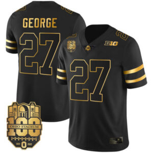 Eddie George Ohio State Buckeyes Black Gold Jersey – All Stitched
