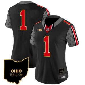 Women’s Ohio State Buckeyes 2024 Home Patch Gold Trim Vapor Limited Jersey – All Stitched