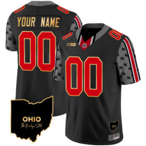 Ohio State Buckeyes 2024 Home Patch Gold Trim Vapor Limited Custom Jersey – All Stitched