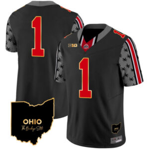 Men’s Ohio State Buckeyes 2024 Home Patch Gold Trim Vapor Limited Jersey – All Stitched