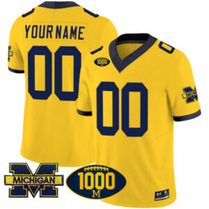 Michigan Wolverines 1000 Wins Patch Vapor Custom Jersey V2 – All Stitched