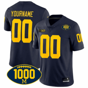 Michigan Wolverines Michigan 1000 Wins Patch Custom Jersey – All Stitched