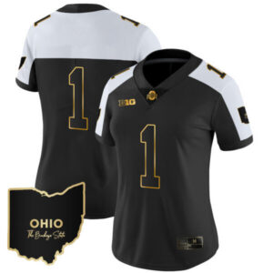 Women’s Ohio State Buckeyes 2023 Vapor Limited Gold Jersey – Ohio Patch – All Stitched