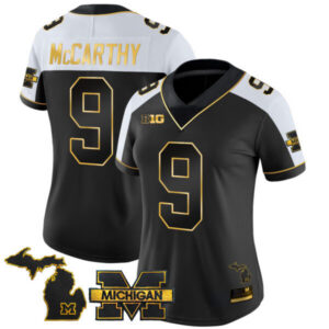 Women’s Michigan Wolverines 2024 Vapor Limited Gold Jersey – All Stitched