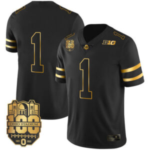 Men’s Ohio State Buckeyes Gold Jersey – All Stitched