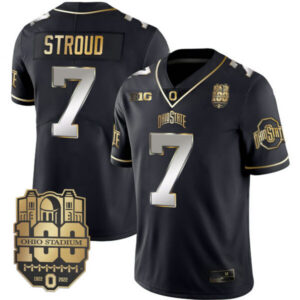 Ohio State Buckeyes 100th Anniversary Black Gold Jersey – All Stitched