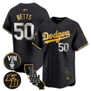 Men's Dodgers Vin & Kobe Patch Gold Trim Vapor Premier Limited Jersey V2 - All Stitched