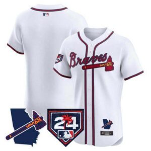Men's Atlanta Braves 2024 Spring Training & Georgia Patch Vapor Premier Elite Jersey - All Stitched