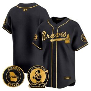 Men's Atlanta Braves Hank Aaron 715th Home Run Patch Vapor Premier Limited Jersey - All Stitched