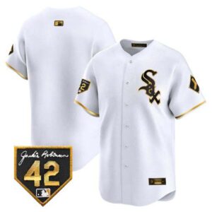 Men's Chicago White Sox 2024 Jackie Robinson Patch Vapor Premier Limited white-gold team Jersey - All Stitched
