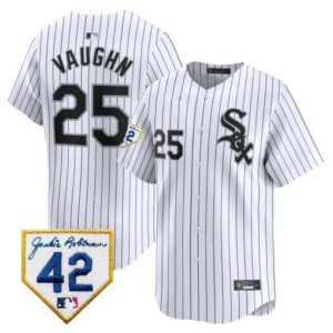 Men's Chicago White Sox 2024 Jackie Robinson Patch Vapor Premier Limited white andrew-vaughn Jersey - All Stitched