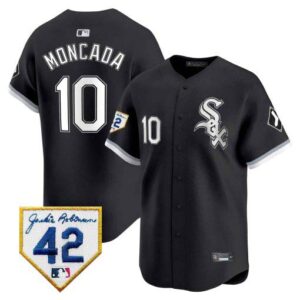 Men's Chicago White Sox 2024 Jackie Robinson Patch Vapor Premier Limited black yoan-moncada Jersey - All Stitched