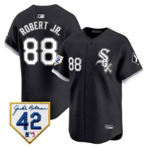 Men's Chicago White Sox 2024 Jackie Robinson Patch Vapor Premier Limited black luis-robert-jr Jersey - All Stitched