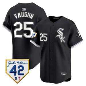 Men's Chicago White Sox 2024 Jackie Robinson Patch Vapor Premier Limited black andrew-vaughn Jersey - All Stitched