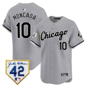 Men's Chicago White Sox 2024 Jackie Robinson Patch Vapor Premier Limited gray yoan-moncada Jersey - All Stitched
