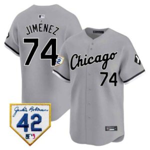 Men's Chicago White Sox 2024 Jackie Robinson Patch Vapor Premier Limited gray eloy-jimenez Jersey - All Stitched