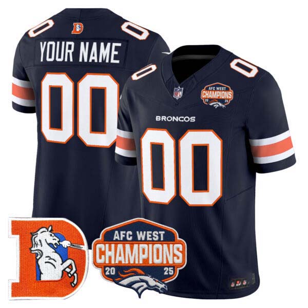 Denver Broncos Throwback Vapor Limited Custom Jersey – 2025 AFC West Division Champions Patch – All Stitc
