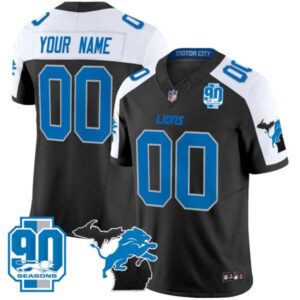 Detroit Lions 2025 Michigan & 90th Year Patch Vapor Custom Jersey – All Stitched