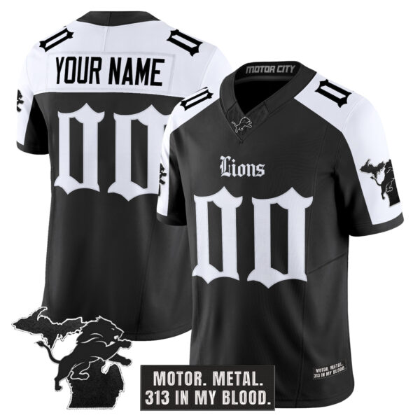 Detroit Lions ‘Gothic Motor Grit Edition’ Vapor Limited Custom Jersey V2 – All Stitched