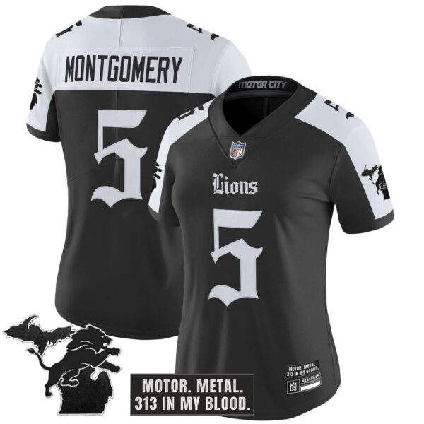Women’s Detroit Lions ‘Gothic Motor Grit Edition’ Vapor Limited Jersey – All Stitched