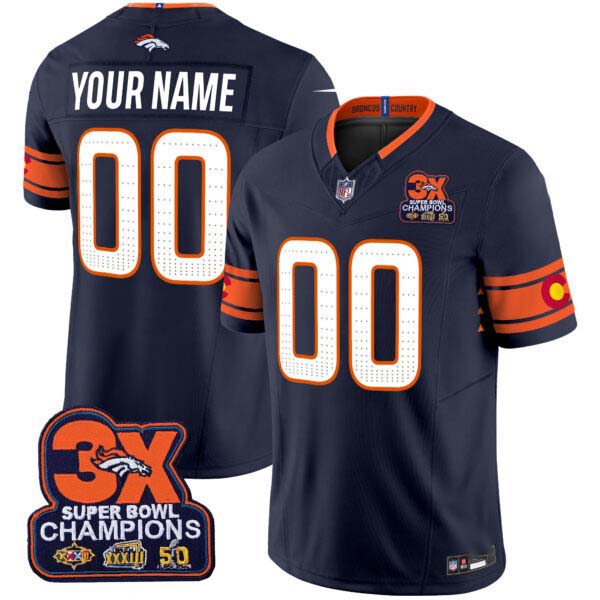 Denver Broncos 3x Patch “Colorado Flag” Vapor Limited Custom Jersey – All Stitched