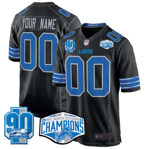 Detroit Lions 2024 NFC North Division Champions Patch Game Custom Jersey – All Stitched