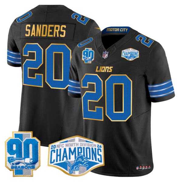 Men’s Detroit Lions 2024 NFC North Division Champions Patch Gold Trim Vapor Limited Jersey – All Stitched