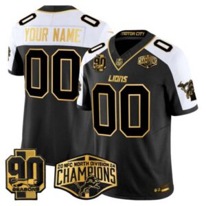 Detroit Lions 2024 NFC North Division Champions Patch Gold Vapor Limited Custom Jersey – All Stitched