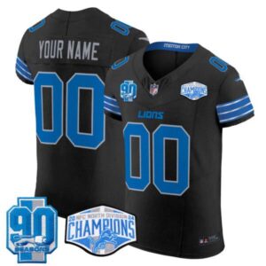 Detroit Lions 2024 NFC North Division Champions Patch Vapor Elite Custom Jersey – All Stitched