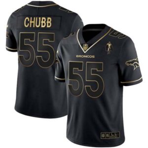 Women’s Denver Broncos White Gold and Black Gold Jersey – All Stitched