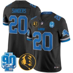 Men’s Detroit Lions 2025 90th & John Madden Patch Vapor Limited Jersey V2 – All Stitched